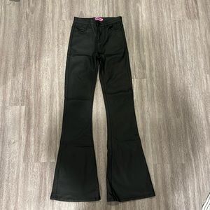 Edikted Luna Faux Leather Flare Jeans